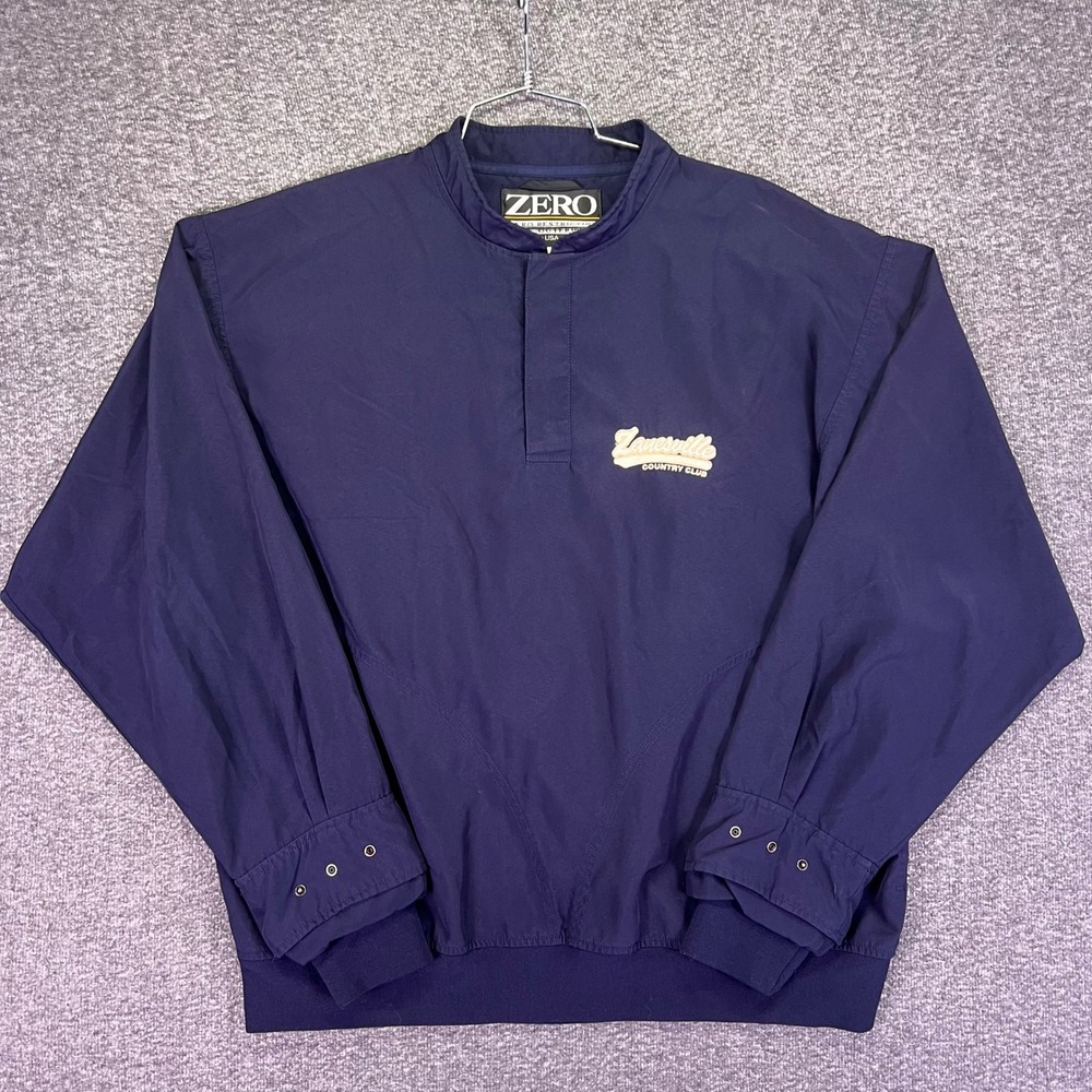 Zero Restriction Golf Pullover Mens L Navy Windshirt Zanesville Country Club